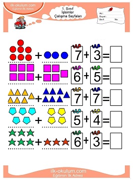 Çocuklar İçin toplam işlemi yaprak testleri 